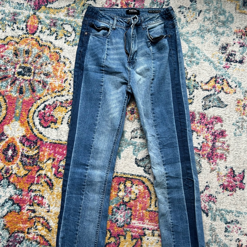 Paneled Blue Jeans